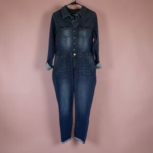 bebe Dark Blue Denim Jumpsuit Overall